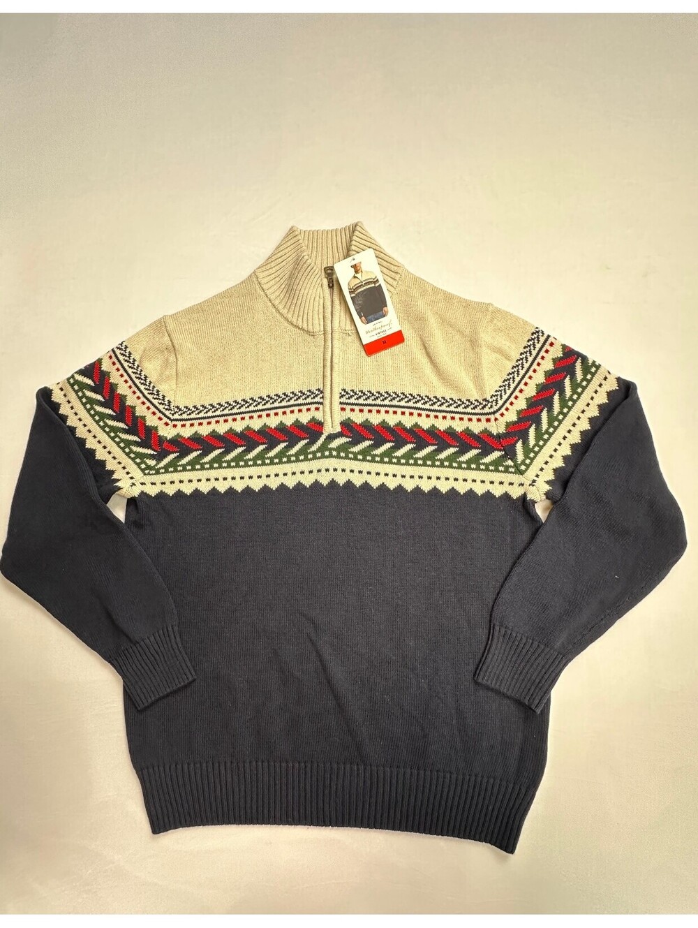 Weatherproof Vintage Mens M Holiday Sweater Zip Pullover NWT